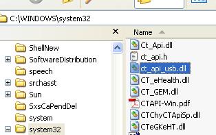 1.2 CT-API-Treiber Entpacken Sie den CT-API-Treiber in das Verzeichnis C:\Windows\System32. Hier finden Sie dann die ct_api_usb.dll.