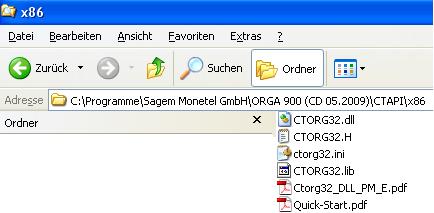 - CT-API-Treiber Sie finden nun im Verzeichnis C:\Programme\Sagem Monetel GmbH\Orga900 (CD05-209)\CTAPI\ x86\ den CT-API-Treiber CTORG32.