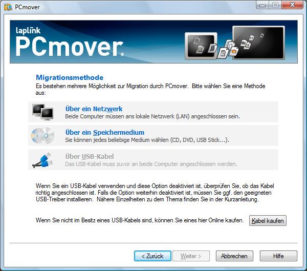 4 4. Migrationsmethode Alten Computer auf die Migration Vorbereiten 1. Willkommen zu PCmover Starten Sie PCmover auf Ihrem alten PC.
