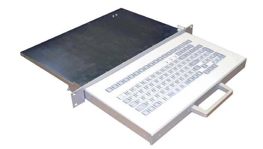 Industrietaugliche Kurzhubtastaturen TKS-104a-SCHUBL Industrie-Tastatur in 19 - Schublade Vorbereitet für einfache Montage in 19"-Schaltschränke Robuste Metall-Konstruktion Tastenfeld dicht nach IP65