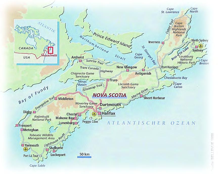! Zuhause nahe dem Naturparadies Bay of Fundy! Das gesamte Areal erstreckt sich in Nord-Süd Richtung über ca. 1,05 km und verfügt über eine Breite von knapp 1 km.