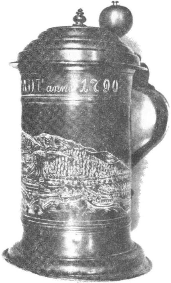 Fig. 34 - Cană (il' cosi lor (1688), avind grnva t turnul