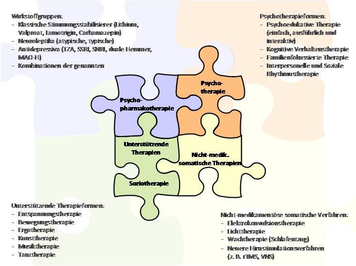 Therapie - Grundsätzliches Therapie - Grundsätzliches Die Akutbehandlung einer Episode der Bipolare Erkrankung muss bereits unter Berücksichtigung einer ggf.