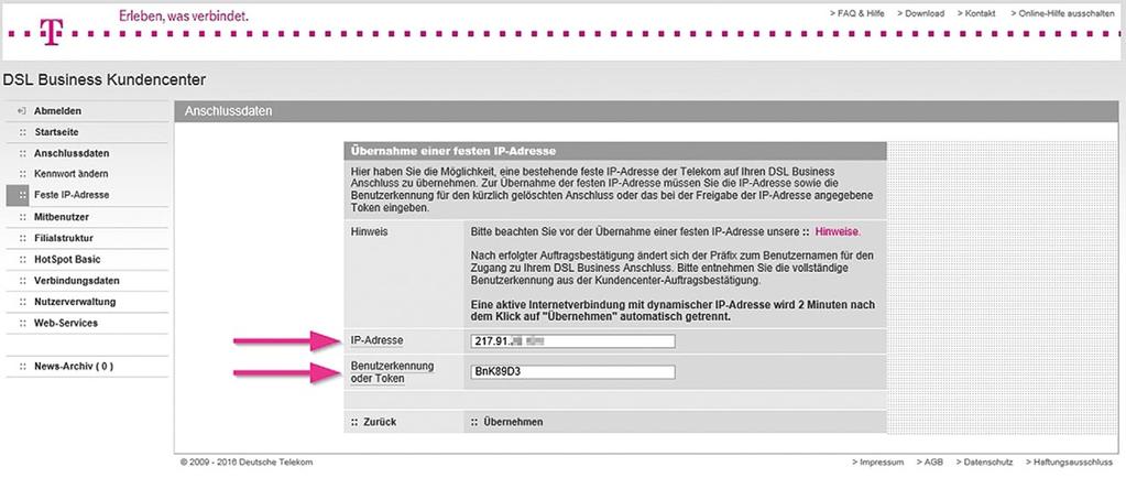 2.2.2. Loggen Sie sich nun in das DSL Business Kundencenter (http://kundencenter.t-dsl-business.de) ein.