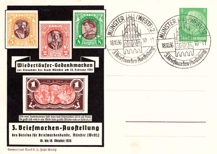 Abb. 2: Ganzsachenpostkarte des Vereins für Briefmarkenkunde zu seiner dritten Briefmarkenausstellung Das Geschehen um die neuen Sammlervereine wird im August 1940 aus nationalsozialistischer Sicht