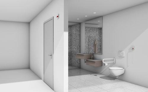 Busch-Infoline. Zum Aufbau einer Notrufanlage für Behinderten-WCs, Schalterserie: future linear oder Reflex SI.