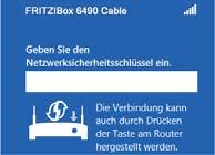 Wählen Sie das Drahtlosnetzwerk Ihrer FRITZ!Box 6490 Cable aus und klicken Sie Verbinden.