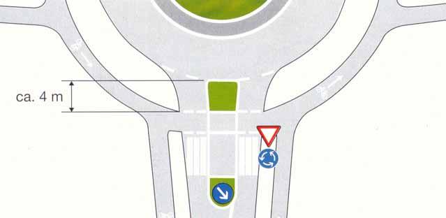 konzentrischer Radweg um Kreisverkehr mit RFÜ (links) - unstetige Führung (rechts) Rad Vorrang Rad
