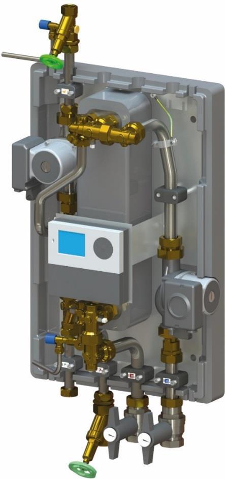 Frischwasserstationen für Ein- und Mehrfamilienhäuser keine Trinkwasserbevorratung einfache Montage und Inbetriebnahme mikroprozessorgesteuerte Regelung mit LCD Anzeige integrierte