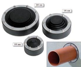 1/13-688 bis 3 bar Anpassbar an verschiedene Medienrohrdurchmesser durch Zwiebeltechnik Für verschiedene Durchmesser vorsegmentierter 40 mm starker Dichtungsring aus EPDM