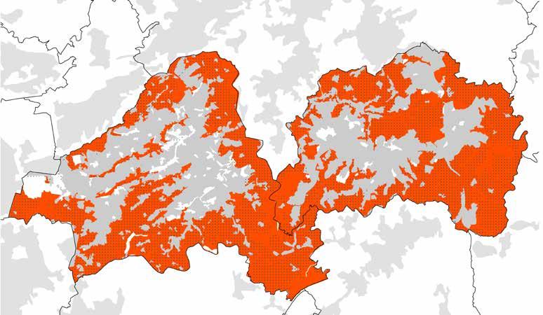 Multifunktionalität des Freiraums - Landschaftsschutzgebiete (S. 60) Legende Gebietseinheiten, die ein Landschaftsschutzgebiet enthalten.