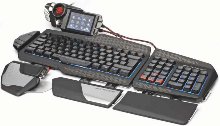 kurz vorgestellt Gaming-Tastatur Tastaturbausatz de Luxe Das modulare Strike 7 Gaming Keyboard verfügt über anpassbare Handballenablagen, elf Makrotasten, ein Touch-Display für drei Dutzend Makros