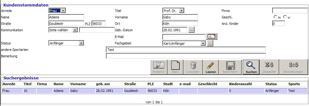 Mit dem Button geändert werden: wird die Funktion Kundenstammdaten angezeigt und die Kunden Daten