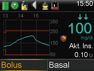 Kapitel 6 Welche Informationen gibt mir CGM? QUIZ 3 1. Bitte ordnen Sie die untenstehenden Begriffe den Informationen im Display des MiniMed 640G Systems zu: 3.