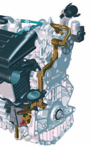 Die Einleitung der Blow-by-Gase zur Frischluft Die EA211er Motoren verfügen über eine intern geführte Kurbelgehäuseentlüftung, mit der ein Einfrieren verhindert wird.