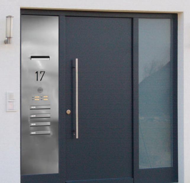 Türseitenteilanlagen Türseitenteilanlage Modell 02-900 Business Class mit thermisch getrennter Edelstahl-Frontplatte 02-558E, Edelstahl-SCS-Einwurfklappen 02-921E,
