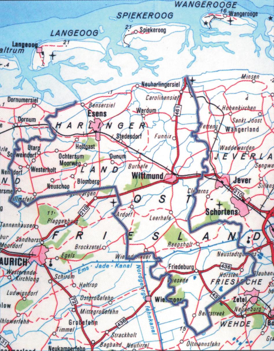 Übersichtskarte von Niedersachsen 1:500 000 (1993) Vervielfältigt mit Erlaubnis des