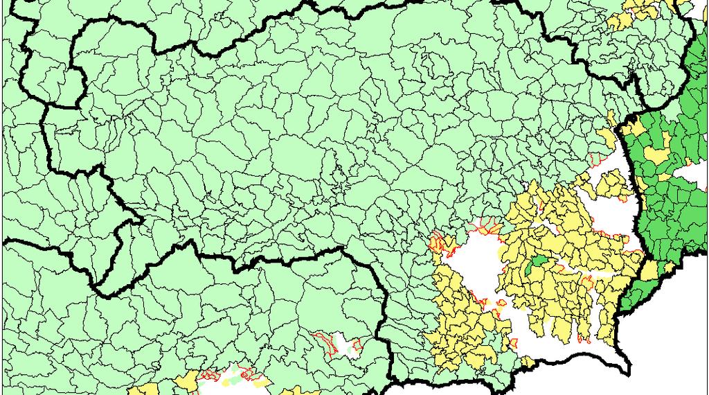 EK-Vorschlag Obergrenze 300 /ha im Berggebiet Keine Ausnahmen möglich hellgrün = Berggebiet gelb = Kleines Gebiet Steiermark: 1.