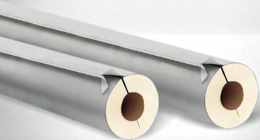 R+F OPTILINE PUR ISOLIERUNG Die R+F Optiline PUR-Isolierung ist ummantelt mit einer widerstandsfähigen PVC-Beschichtung und wurde speziell zur Dämmung und zum Schutz von freiliegenden bzw.