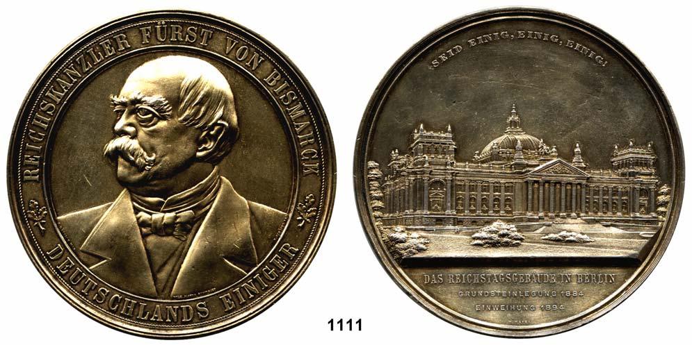 Brustbild Bismarcks rechts/ Brustbild Wilhelms II. rechts. Randschrift. 34 mm. 17,44 g. Bennert 117....Kratzer, fast vorzüglich 25,- 1106 - Silbermedaille 1894(Lauer) auf die Versöhnung mit dem Kaiser.