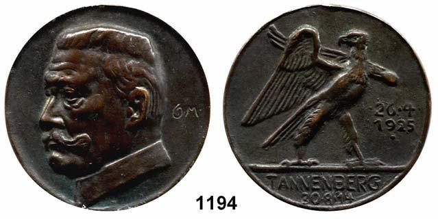 j. (1914, F. Eue bei Ball, Berlin). Brustbild mit Mütze von vorn links, außen Lorbeerkranz/ Zweifach behelmtes Wappen. Rand: SILBER. 34 mm. 16,16 g. Zetzmann 6010.