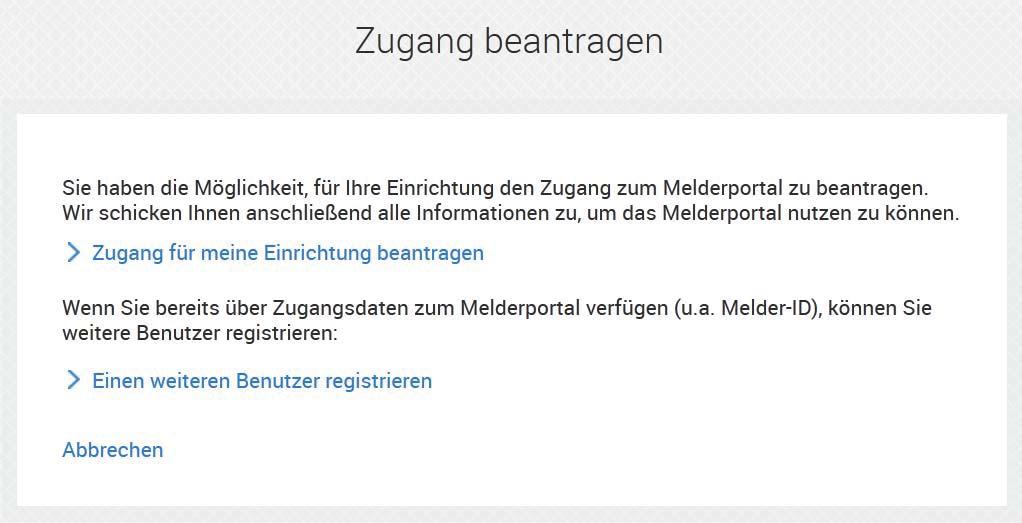 Zugangsdaten beantragen Einmalig Zugangsdaten