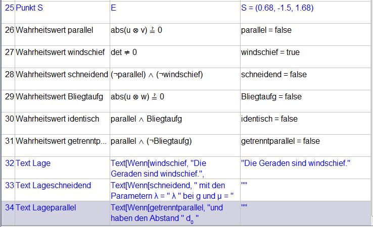 Das Skalarprodukt der Vektorkette w = u + n + v mit u oder v liefert das LGS: (u u) + (v u) = w u und (u v) + (v v) = w v mit der Koeffizientenmatrix M in Zeile 18, die im Fall n o invertierbar ist.