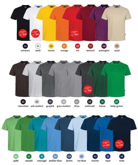 -T-Shirt: mit femininem Rundhals-Ausschnitt und modisch schmales Halsbündchen Größen: XS 3XL Farben 127 -T-Shirt: gemeinsame Farben (Art.