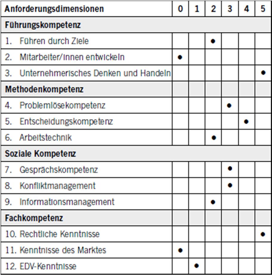 Beispiel - Anforderungsprofil Ergebnis: