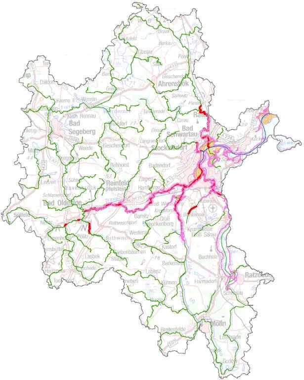 Deiche Siedlung / Gewerbe ÜSG Gewässernetz: 745 km