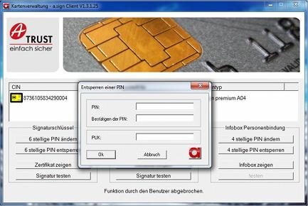 im elektr. Datenverkehr GmbH 4.3 Kundendienste Online Abbildung 18: Neusetzen des PIN mittels PUK 4.3 Kundendienste Online Über die a.