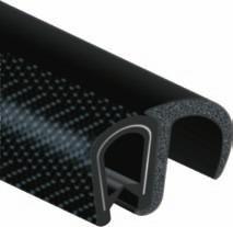 PVC-Profil mit eingebetteter Stahleinlage und Dichtprofil aus Zellgummi Klemmbereich Gewicht Rollenlänge 1-4,5 mm 220 g/m 50