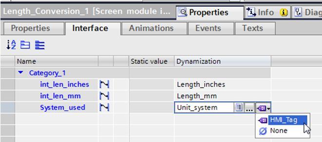 2.2 Projektierung 6. Öffnen Sie im Pop-Up-Bild bzw. Bild das Register Eigenschaften > Schnittstelle des Bildbausteins Length_Conversion.