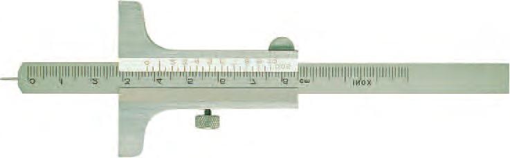 045 300 100 4 10 11,5 5,0 50,00 204.046 500 100 4 10 11,5 5,0 85,00 Tiefen-Messschieer mit Stiftspitze, DIN 862 DEPTH VERNIER CALIPER WITH NEEDLE POINT, DIN 862 204.