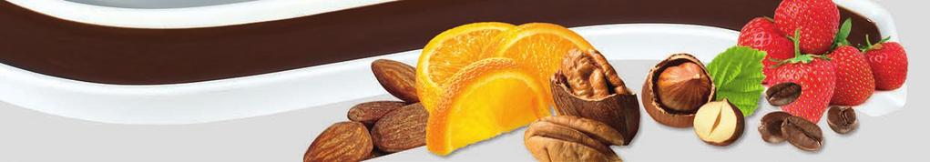 Fruchtfüllungen Füllung Orange Kakao-Haselnuss-Orangen-Füllung. Enthält rund 5.5 % Orangenpulver. Leicht kühlend beim Essen (Traubenzucker). 5.2 10.7 33.5 25.0 0.0 42.