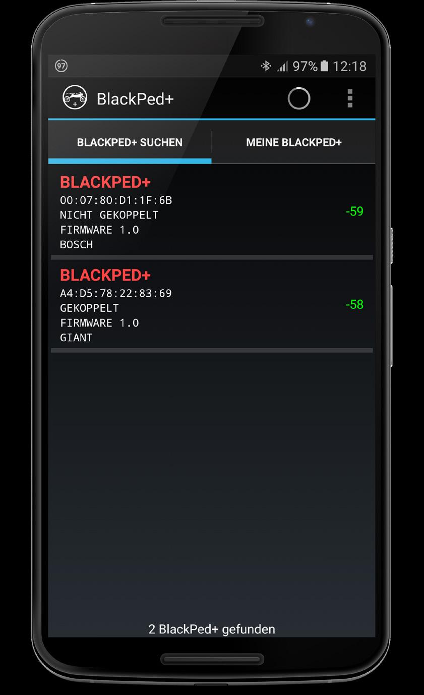 3. BLACKPED+ APP FÜR ANDROID Die App benötigt mindestens Android 5.1. 3.1 Startbildschirm Die App beginnt nach dem Start mit der Suche nach BLACKPED+.