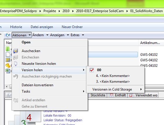 2.2 Aktualisieren von SolidCAM-Dokumente Für Änderungen am SolidWorks-Modell ist in der Regel ein Statuswechsel notwendig.