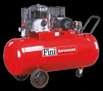 Protezione da sovraccarico del motore elettrico a riarmo manuale. Lubricated belt-driven singlestage two-cylinder compressor with engine of 1.5 kw. Available with tank from 90 to 270 litres.