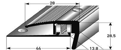 SLP-Treppenkante 7-15,5 mm, FLEX, 3-teilig 141 Farbe Länge/m Art.-Nr. /Stk. SB SLP.Treppenkante 28 mm, für Laminat/ Parkett 7. 15,5 mm, 3.teilig SLP.Übergang 35 mm für Parkett 12. 22 mm 3.