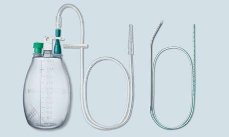 Hochvakuum Redon-Sets Das Redon-Set zur postoperativen Wunddrainage besteht aus Redon-Flasche, Verbindungsschlauch, Redon-Drain und Einmal-Führungsnadel.