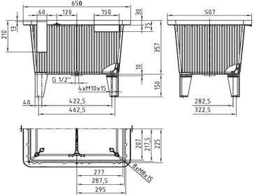 jamming Temperature resistant up to + 100 àc Aluminium tanks with oil collecting groove AT 13 KÇ Nutzvolumen / Effective