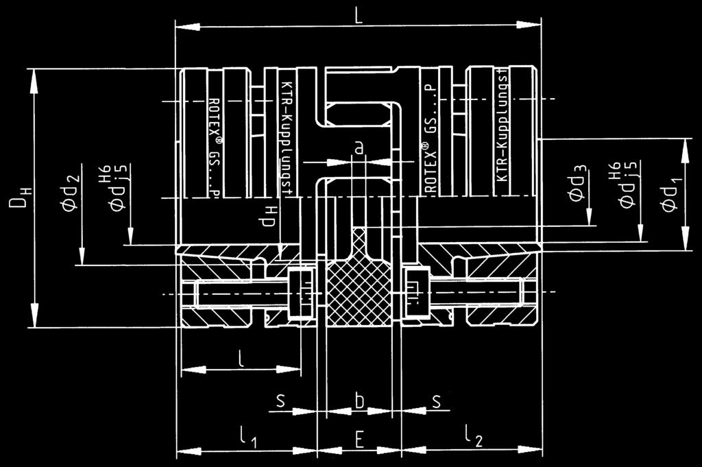 ROTEX -GS spielfreie Wellenkupplung Ausführung P nach DIN 69002 spielfreie, hochpräzise Wellenkupplung mit integriertem Spannsystem entwickelt für Kurzbohrspindeln an Mehrspindelköpfen nach DIN 69002