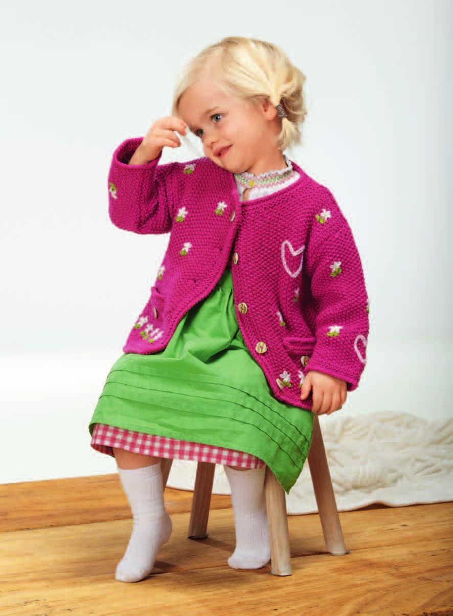 Falls Sie solch ein Janker für kleine Mädchen stricken möchten bietet sich auch die Farbe rosa mit