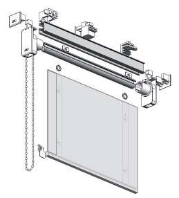 2310 mit Kette, 115 cm lang Beschwerungsprofil Kunststoff Enddeckel Universalträger für Wand- und Deckenbefestigung Dübel 6 mm Spaxschrauben 4 x 45 mm Schnurclips Ösenringe + Schnurregler