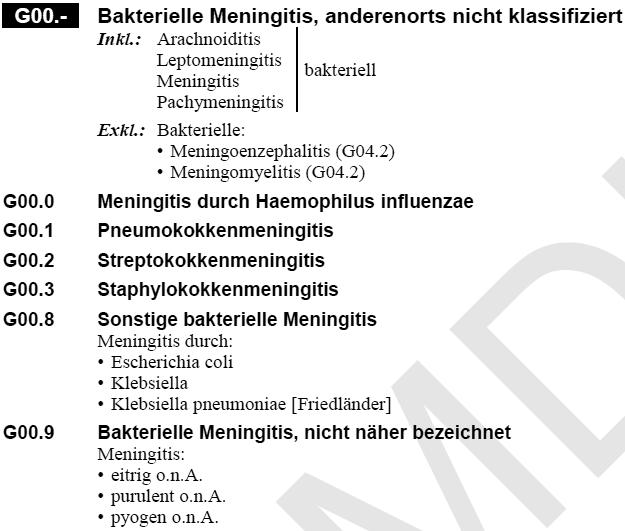 Folie 13 A87.9 Virusmeningitis G00.9 bakteriell n.n.bez. G03.9 G04.9 Myelomeningitis G96.