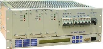 AC/DC Stromversorgungen, Ladegeräte / Gleich-, Wechselrichter Redundante Telecom- Stromversorgung 48 V / 1800 W mit drei Batterieketten, fünf Abgangskreisen, SNMP-Management Daten Technische Daten