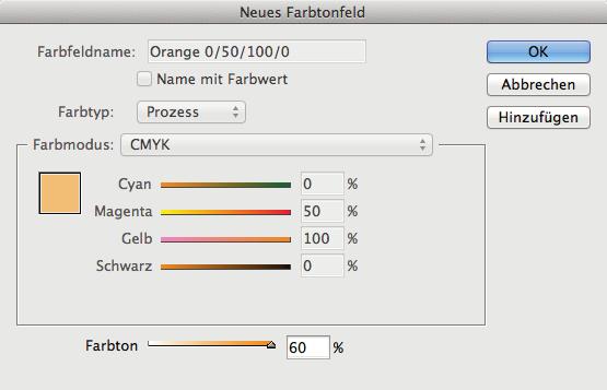 11 E Bei der Anlage eines Farbtonfeldes kann lediglich der Farbton eingegeben werden. 1 Bestätigen Sie mit OK, und verlassen Sie das Dialogfeld.