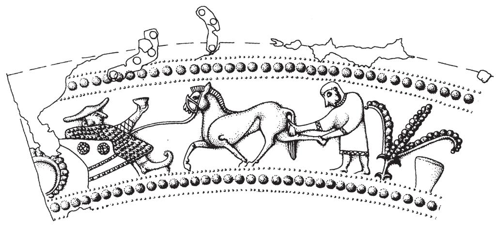 Varia situlah iz Vač in Dolenjskih Toplic 37 upodobljeni dvokolesni vozovi istega tipa kot tisti na prizorih konjskih dirk iz Kuffarna, Moritzinga in Bologne, zato jih razumemo kot prikaz tekmovalne