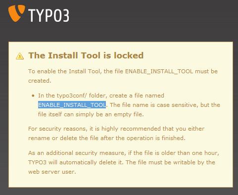 Die Typo3-Entwickler haben diese Hürde gesetzt, damit im WWW nur die Leute, die Zugriff auf den Folder typo3conf haben,