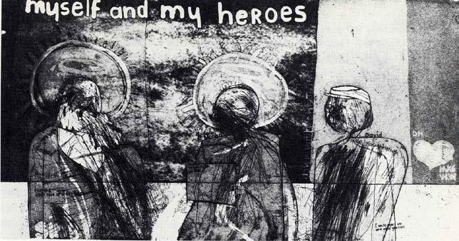 Abb.64: David Hockney, Myself and My Heroes, 1961, Radierung und Aquatinta auf Zink, 26 x 50,1 cm Aus: Hockney, David: David